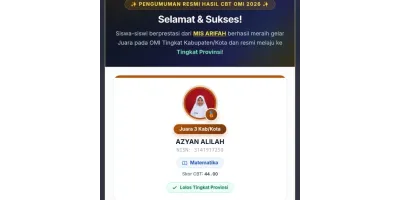 Siswi MIS Arifah Juara pada OMI Tingkat Kabupaten/Kota dan resmi melaju ke Tingkat Provinsi